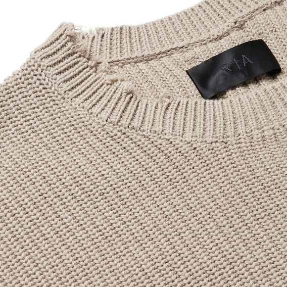 NWT RtA Men's distressed cotton sweater small - Picture 3 of 7